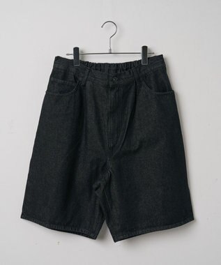WEGO 【ウエストゴム/手洗い可】デニムバギーショーツ ブラック