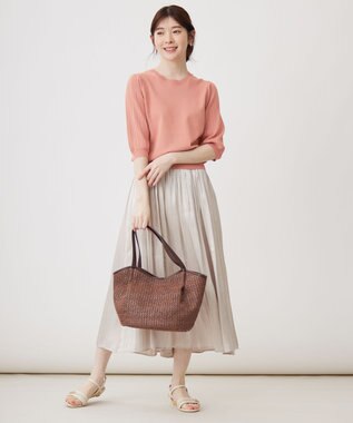 ANY SIS S 【接触冷感 ・UVケア】シアースリーブ ニット コーラル