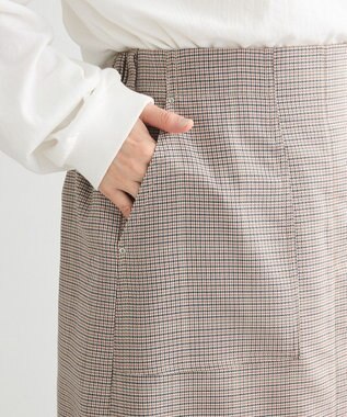 Green Parks きれいシルエットチェックＡラインスカート Brown