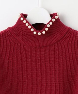 Feroux パール襟 ニット レッド系