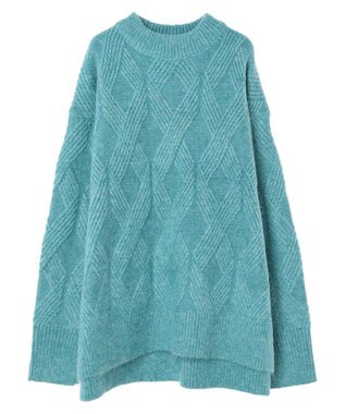 AMERICAN HOLIC Ｍｉｘヤーンモックネックケーブルニットプルオーバー Sax