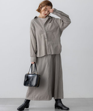 23区 【見上愛さん着用/Oggi11月号掲載】コットン コーデュロイ シャツ ライトグレー系