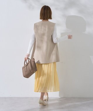 YECCA VECCA シャイニーサテンプリーツスカート Yellow