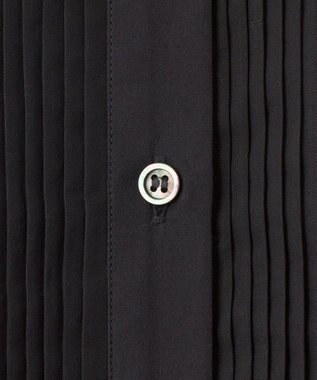 23区 L 【GOLD LABEL】コットンオーガンジー ピンタックブザム シャツ ブラック系