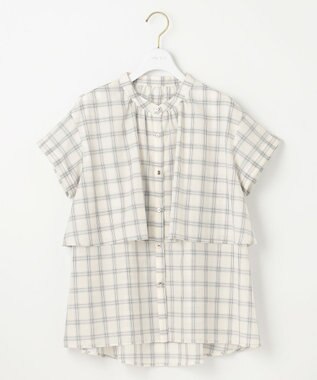 ANY SIS 【洗える】バンドカラーレイヤード ブラウス アイボリーチェック