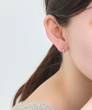 Phoebe 【金属アレルギー対応】ワンタッチビジューフープミニピアス　ローズゴールド/サージカルステンレス ローズゴールド