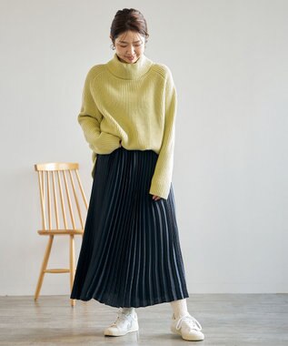 UNFILO あぜ編みオフタートルニット ピスタチオ