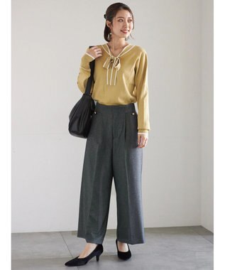 Te chichi ツイーディーワイドクロップトパンツ ネイビー