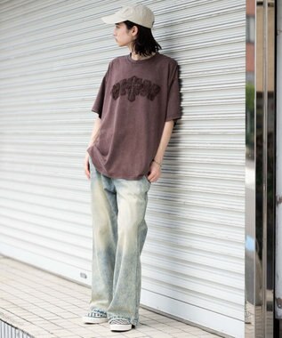 WEGO 【ユニセックス着用ITEM】スノーウォッシュダメージアップリケT（SS） ブラウン