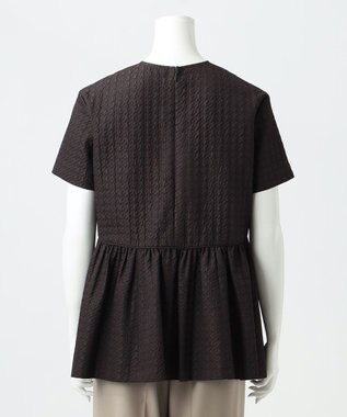 23区 L 【R(アール)】ハウンドトゥースジャカード ペプラムブラウス ブラウン系