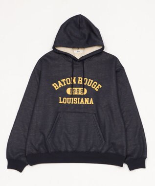 WEGO 【ユニセックス着用ITEM/裏起毛】カレッジロゴボアパーカー ネイビー