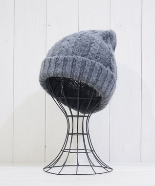 石田製帽 ベビーアルパカ　アラン編みワッチ グレー