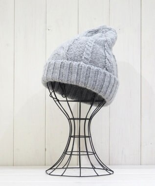 石田製帽 ベビーアルパカ　アラン編みワッチ ライトグレー