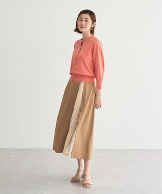 YECCA VECCA プリーツMIXフレアスカート Beige