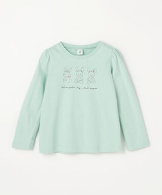 ANY KIDS 【WEB限定】7days プリント 長袖Tシャツ ミント×アニマル