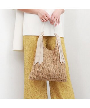 UNBILLION カシュカシュ cachecache / 下がりグログラン柄編みトートバッグ ベージュ