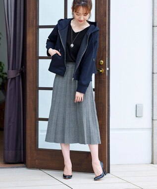 Tiaclasse L 【洗える】1枚で着映えするチェック柄編みニットワンピース ブラック×グレー