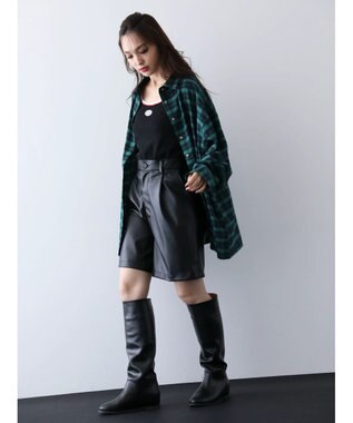 Green Parks ＥＧＯＩＳＴ　チェックロゴシャツチュニック Green