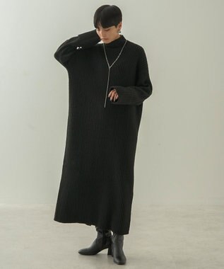 AMERICAN HOLIC モックネックニットワンピース Black