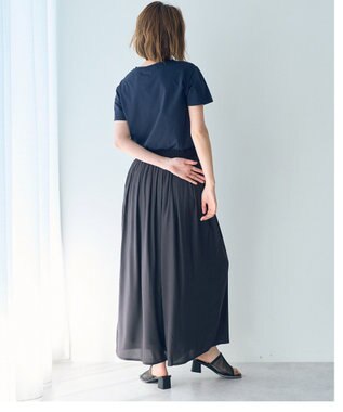 YECCA VECCA シルキータックワイドパンツ Charcoal Gray