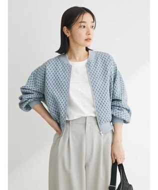 Green Parks ・ＳＵＧＡＲ　ＳＰＯＯＮ　エンボスチェックブルゾン Blue