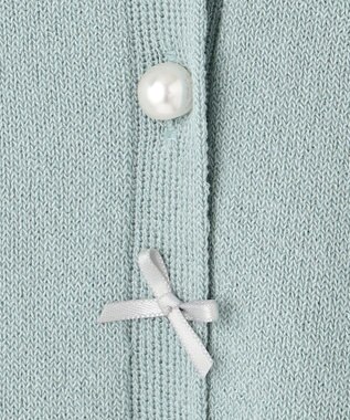 Feroux リボンパール七分袖 カーディガン ライトグリーン系