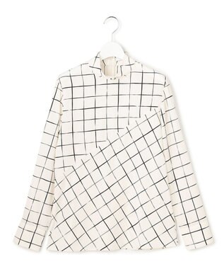 ICB L 【30th ANNIVERSARY】 ウィンドウペンプリント プルオーバーブラウス アイボリー×ブラック