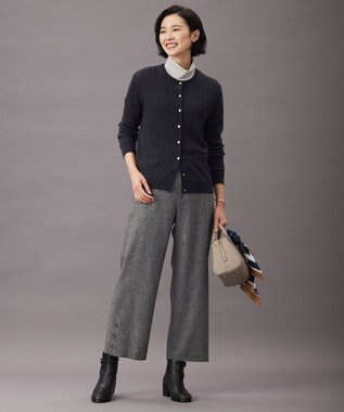 J.PRESS LADIES 【洗える】KNIT BASIC クルーネック カーディガン グレー系