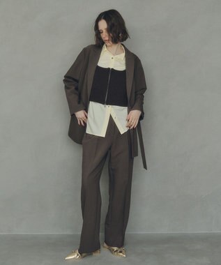 YECCA VECCA ウエストデザインワイドストレートパンツ Brown