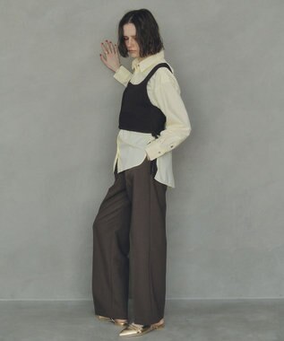 YECCA VECCA ウエストデザインワイドストレートパンツ Brown