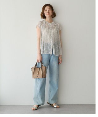 YECCA VECCA シアードット柄ブラウス Off White