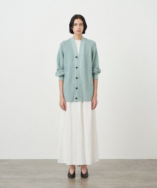 ATON COTTON SILK | Vネックカーディガン GREEN