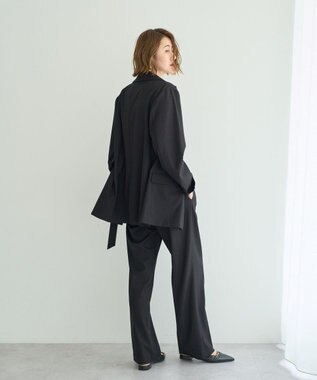 YECCA VECCA ウエストデザインワイドストレートパンツ Stripe