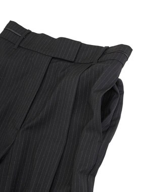 YECCA VECCA ウエストデザインワイドストレートパンツ Stripe