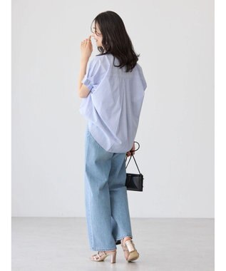 AMERICAN HOLIC ＵＶカット袖タックフレンチスリーブシャツ Stripe Navy