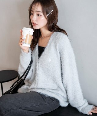 WEGO 【25年秋冬新作/WEB限定】別注USPOLOシャギーニットカーデ ブルー