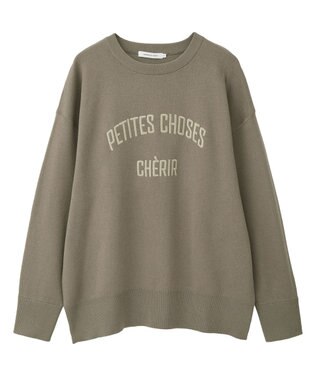 AMERICAN HOLIC コットンブレンドスウェットライクロゴニットトップス Mocha