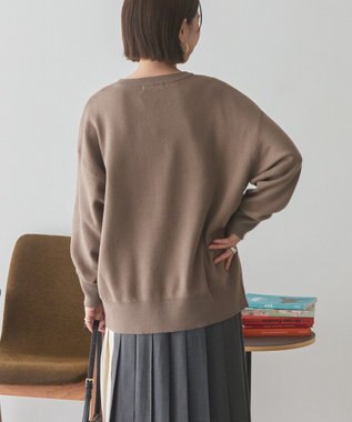 AMERICAN HOLIC コットンブレンドスウェットライクロゴニットトップス Mocha