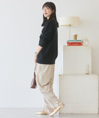 AMERICAN HOLIC コットンブレンドスウェットライクロゴニットトップス Black