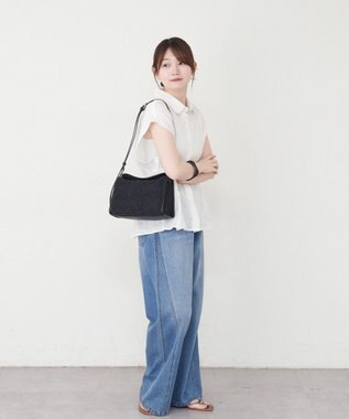 russet ナイロンラフィアショルダーバッグ(CE-1713) Black