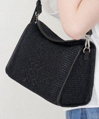 russet ナイロンラフィアショルダーバッグ(CE-1713) Black