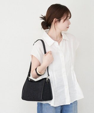 russet ナイロンラフィアショルダーバッグ(CE-1713) Black