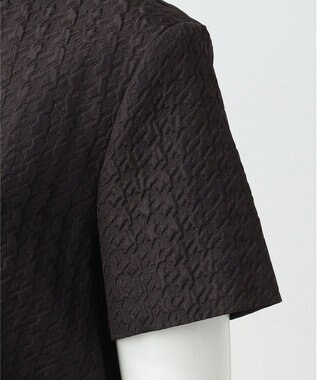 23区 L 【R(アール)】ハウンドトゥースジャカード ペプラムブラウス ブラウン系