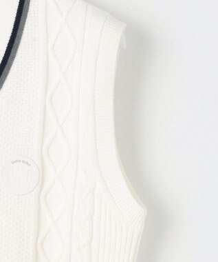 23区GOLF 【MEN/キングサイズ】【洗える】ケーブル柄 ニットベスト ホワイト系