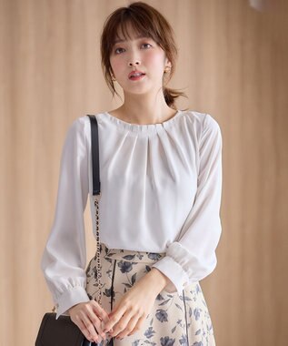 ANY SIS 【洗える】フロントタックノーブル ブラウス アイボリー
