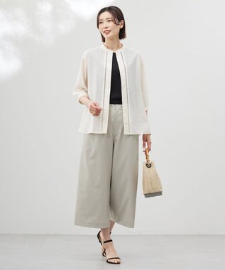 J.PRESS LADIES S 【WEB限定カラーあり・洗える】Sheer Vis リネン バンドカラー ブラウス エクリュ系