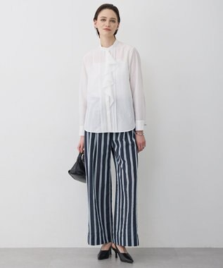 ICB L サッカードビーストライプ ワイドパンツ ネイビー×サックスストライプ