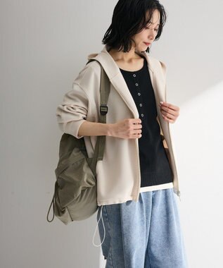 Green Parks ダブルＺＩＰ裾ドロストパーカー Light Beige