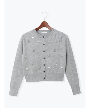 Te chichi ビジューニットコンパクトカーディガン グレー