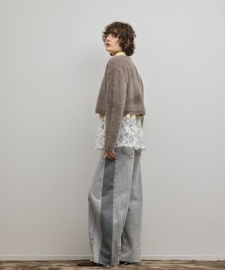 GRACE CONTINENTAL フェザーショートニットカーディガン グレー